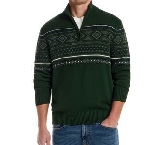 Weatherproof Forest Green Patterned 1/4 Zip Sweater